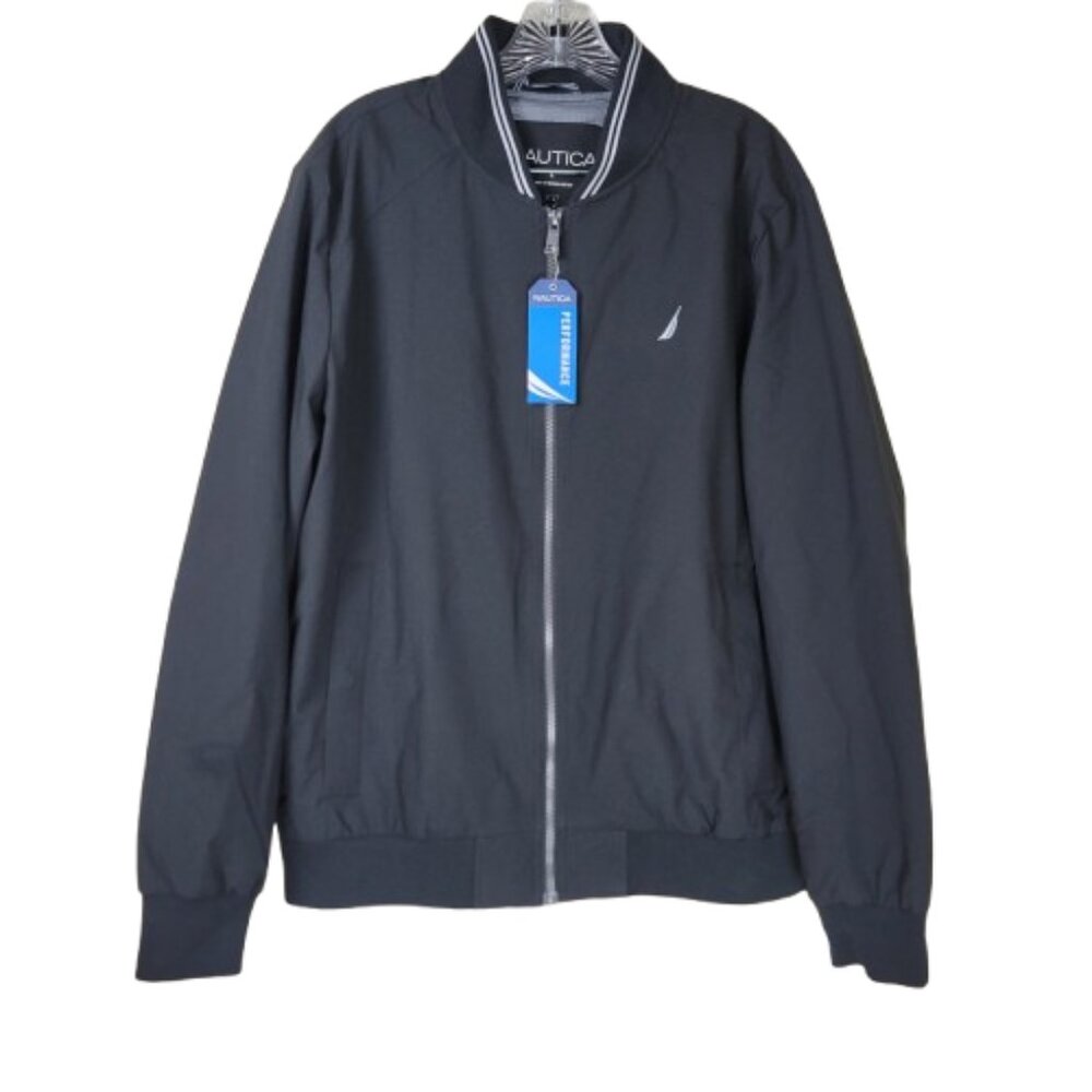 Nautica Men's Bomber Jacket Full Zip Lightweight Black Size L NWT